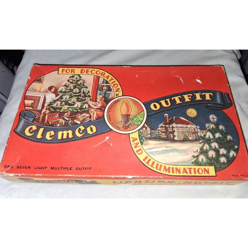 Vintage ClemCo 7 Light Christmas Tree Light Set w/ Original Box Working